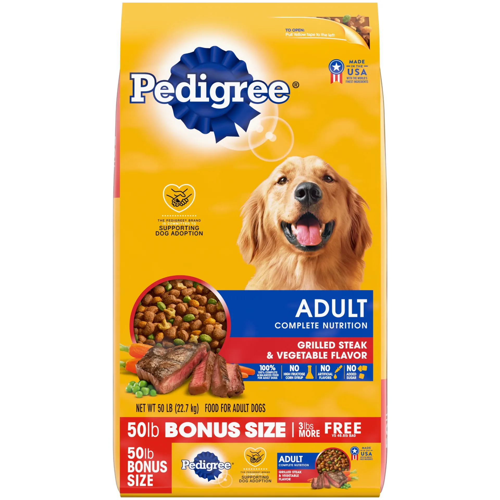 Pedigree Roasted Chicken and Vegetable, Adult Dry Dog Food, 50 lbs.